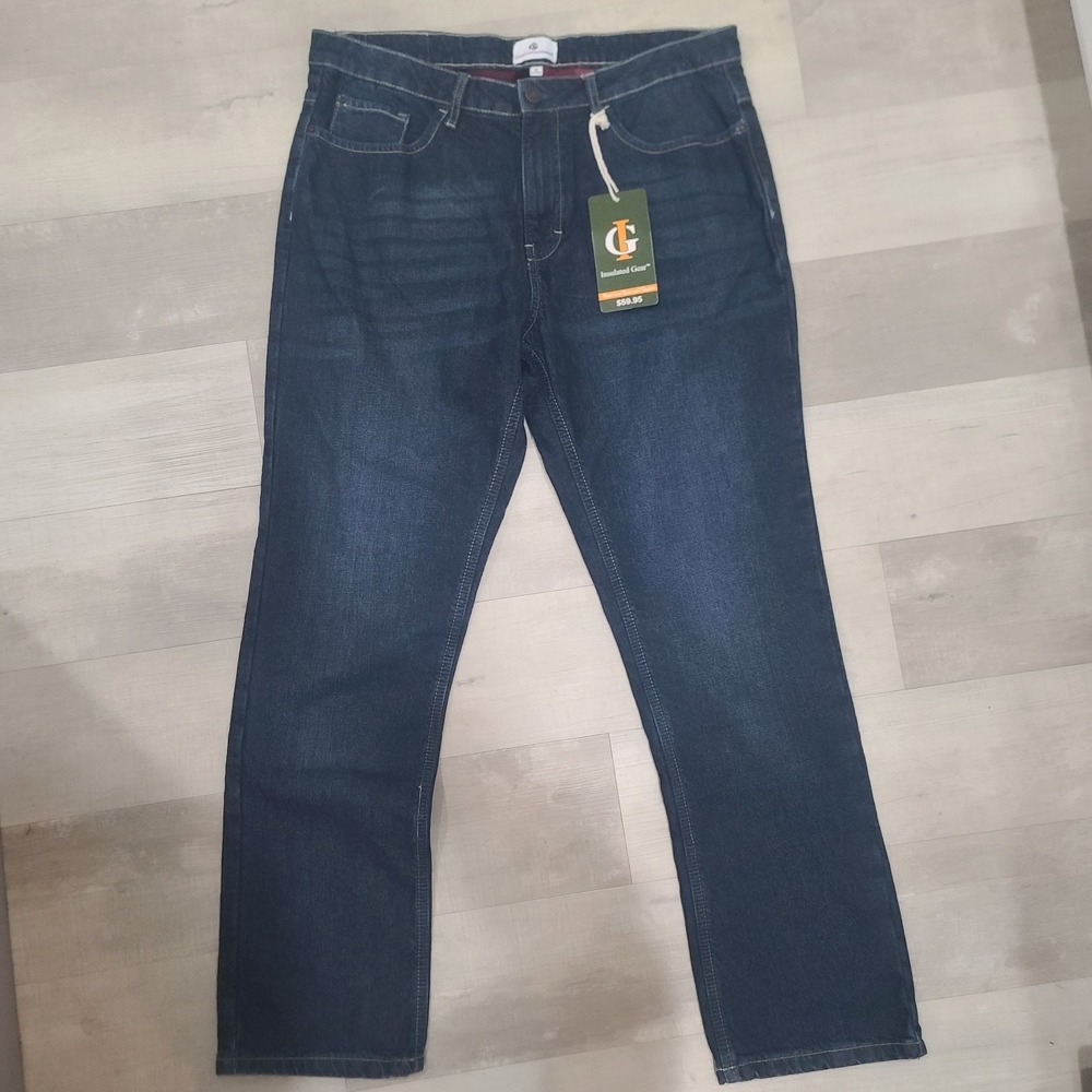 Insulated Gear Jeans Womens 14 Regular Blue Denim Flannel Lined Straight Leg NWT